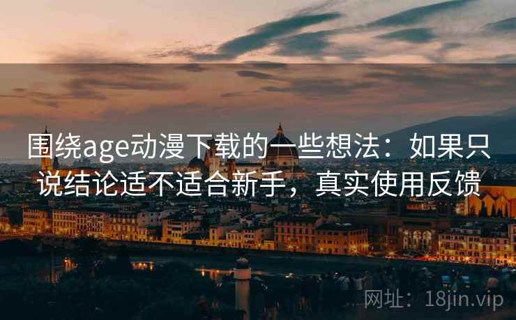 围绕age动漫下载的一些想法:如果只说结论适不适合新手,真实使用反馈